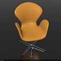 Orange Modern Leisure Chair with Curved Backrest and Smooth Chrome Metal Base