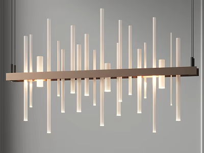 Modern Linear Chandelier With Multiple Illuminated Cylindrical Tubes And Sleek Hanging Frame 3d model