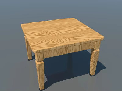 Wooden Square Table With Natural Wood Grain Surface And Sturdy Legs 3d model