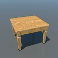 Wooden Square Table With Natural Wood Grain Surface And Sturdy Legs