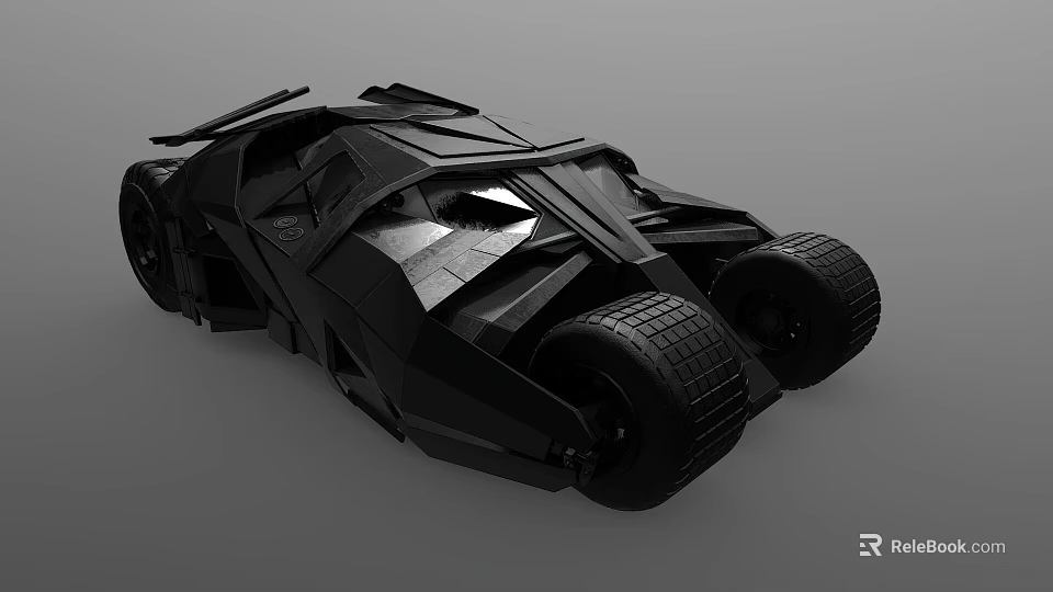 Powerful Black Batmobile Featuring Angular Design Large Tires And Futuristic Movie Style 3d model 
