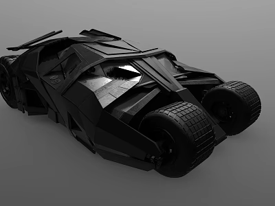 Powerful Black Batmobile Featuring Angular Design Large Tires And Futuristic Movie Style 3d model