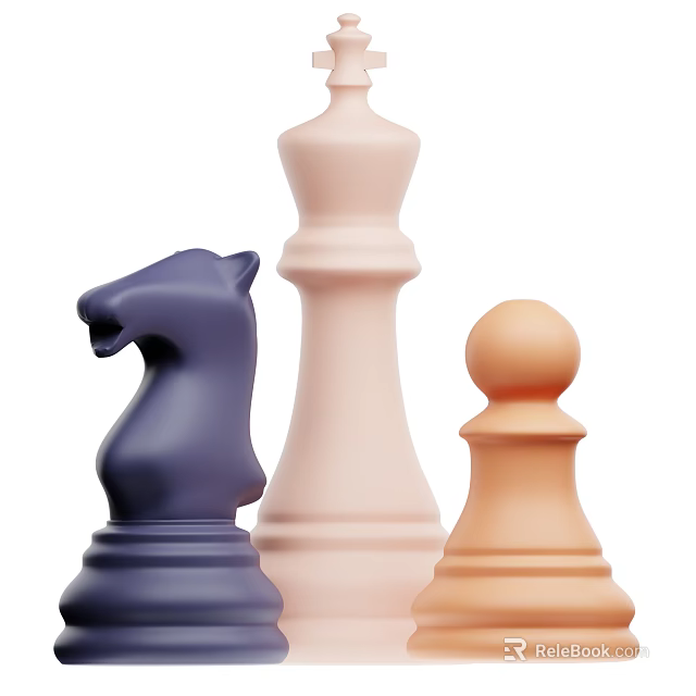 Modern Chess Entertainment With Colorful Knight King And Pawn Pieces 3d model 