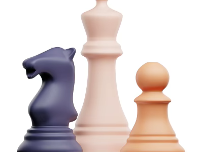Modern Chess Entertainment With Colorful Knight King And Pawn Pieces 3d model