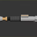 Futuristic Silver Weapon Featuring Black Stripes And Orange Energy Core