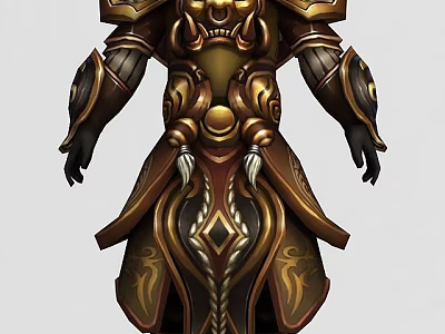 Science and Technology Exhibition Hall Showcasing Exquisite Golden Armor Display with Intricate Details 3d model