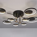 Modern Stylish Ceiling Light With Multiple Circular Rings Black And White Design 3d model