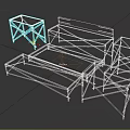 Foldable Furniture Set With Dark Brown Wooden Tables Benches And Metal Frames Simple Design