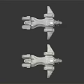Two Green And Gray Futuristic Sci-Fi Fighter Jets With Advanced Design And Detailed Structure