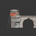 Domed Residential Building Featuring Red Roof Section Arched Entrance And Stone Exterior Design