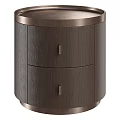 Modern Dark Wood Bedside Tables With Metal Trim And Storage Drawers