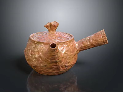 Copper Colored Hand Hammered Teapot with Lid and Spout as Daily Electrical Appliance 3d model