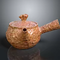 Copper Colored Hand Hammered Teapot with Lid and Spout as Daily Electrical Appliance