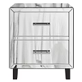 Modern Glass Nightstand With Two Drawers And Black Legs Design