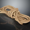 Durable Household Brown Knotted Rope on Smooth Black Surface with Reflection