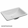 White Square Countertop Sink with Sleek Surface and Drain Hole Design