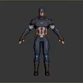 Man Standing in Blue Red White Superhero Uniform With Star Emblem