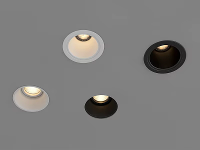 Modern Recessed Ceiling Downlights And Spotlights In White And Black Design 3d model