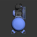 Blue Air Compressor With Black Compressor Unit And Blue Tank Stand 3d model