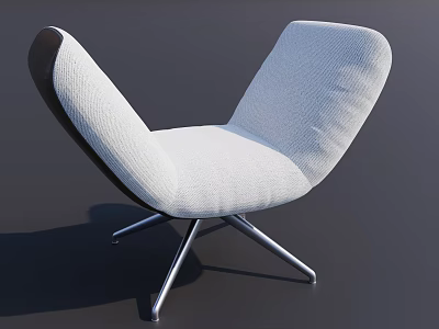 Modern White Upholstered Accent Chair with Crossed Metal Legs and Sleek Contemporary Design 3d model