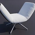 Modern White Upholstered Accent Chair with Crossed Metal Legs and Sleek Contemporary Design