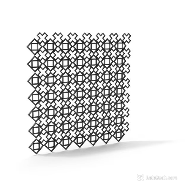 Modern Architectural Component With Openwork Geometric Lattice Pattern And Interlocking Diamond Shapes 3d model 