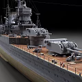 3D Rendered Warship With Large Cannons And Deck Details