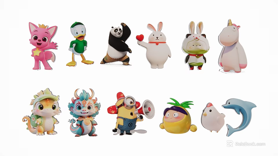 Cute Cartoon Character Charms With Adorable Animal And Mascot Designs For Decoration 3d model 