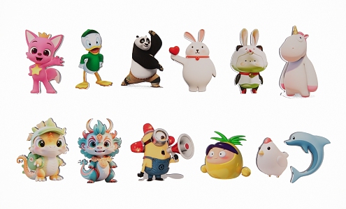 2D cartoon animal IP image 3d model