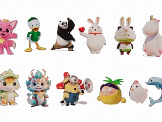 2D cartoon animal IP image 3d model