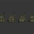 Set of Camouflage Military Backpacks with Antennas and Tactical Gear Design