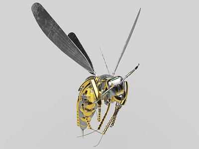 Intelligent Robotic Insect Machine With Metallic Wings Detailed Legs And Antennas 3d model
