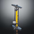 Floor Bike Pump With Yellow And Black Design Pressure Gauge Base