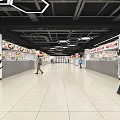 Supermarket Interior With Fresh Produce Vegetable Fruit Shelves And Customers Shopping