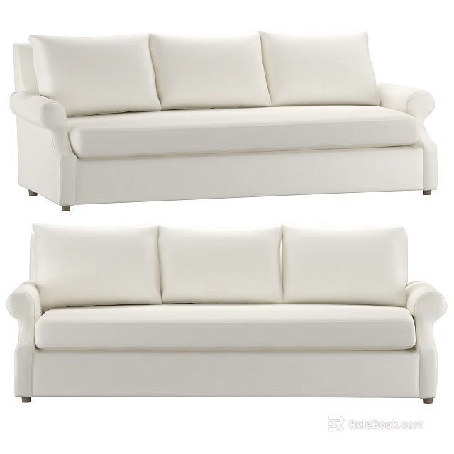 Modern White Multi Seat Fabric Sofa With Clean Design And Comfortable Seats 3d model