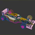 Vintage Formula 1 Race Car With Canon Renault Elf Ligier Logos Blue Yellow White