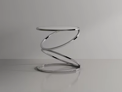 Modern Spiral Metal Frame Side Table With Round Glass Top Design 3d model