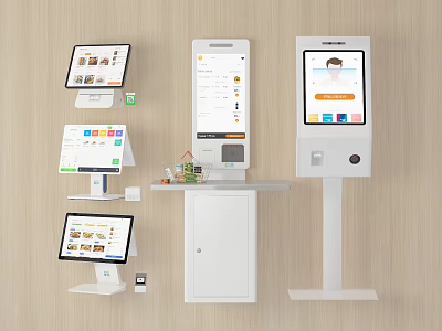 Modern Public Facility With Self Service Kiosks Touch Screens For Payment And Information Services 3d model