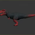 Realistic 3D Red And Blue Standing T-Rex Dinosaur With Sharp Teeth 3d model