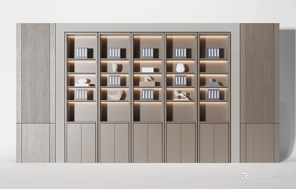 Modern Decorative Cabinet With Sleek Design Multiple Compartments Books And Decorative Items 3d model 