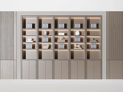 Modern Decorative Cabinet With Sleek Design Multiple Compartments Books And Decorative Items 3d model