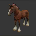 Red Horse Model With White Face Black Mane And White Hooves On Dark Reflective Surface