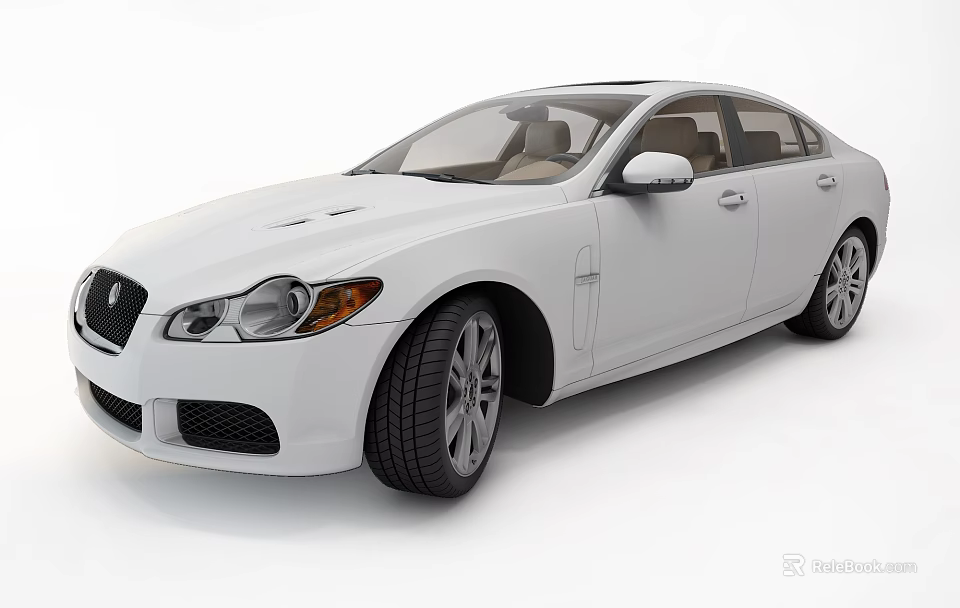 Sleek White Sedan With Modern Design Silver Wheels And Beige Interior 3d model