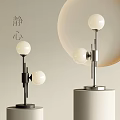 Modern Double Globe Table Lamp With Black Silver Stand For Serene Ambiance 3d model