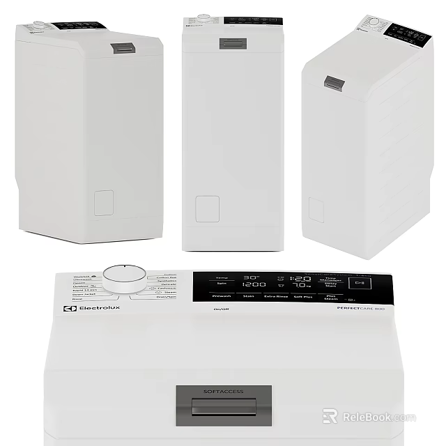 White Washing Machines with Modern Design and Sleek Control Panel Features 3d model
