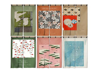 Stylish Kitchen Curtains With Various Floral Landscape And Abstract Patterns For Home Decor 3d model