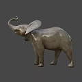 Gray Elephant Game Character With Large Ears And Curled Upward Trunk On Green Background