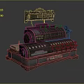 Industrial Metal Machine Model With Cylindrical Body Control Panel And Mechanical Components