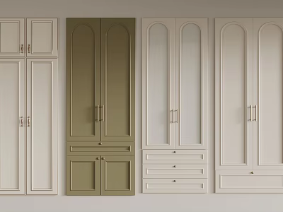 Various Cabinet Designs In Different Colors With Door And Drawer Details 3d model
