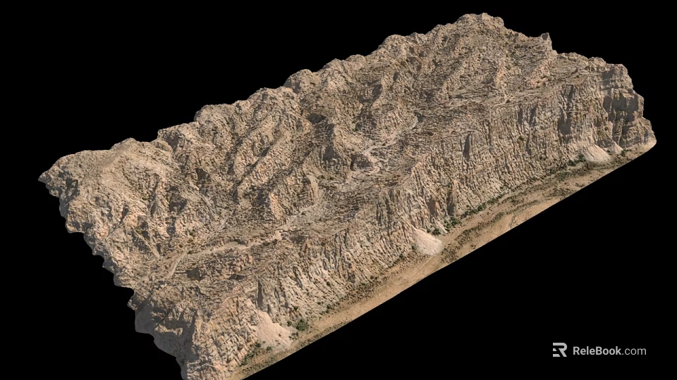 Stone And Wood Natural Terrain Structure With Detailed Textured Surface Design 3d model 
